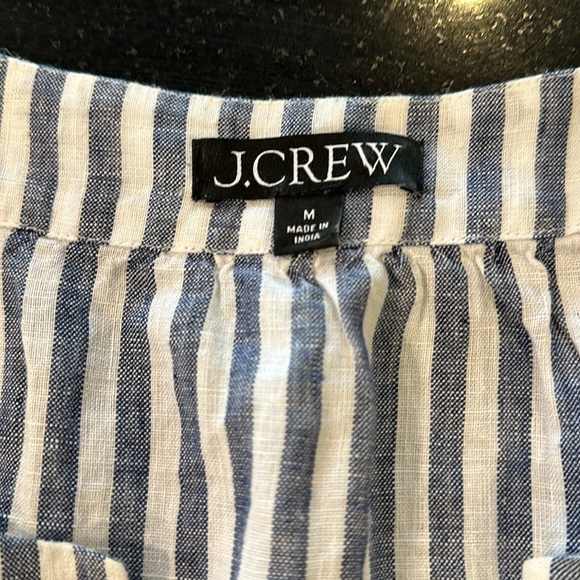 JCREW 100% Linen White and Blue Striped Tunic Blouse Size Medium - Picture 2 of 7